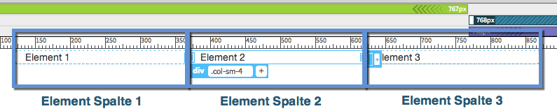 Dreamweaver - Bootstrap Element Reihe