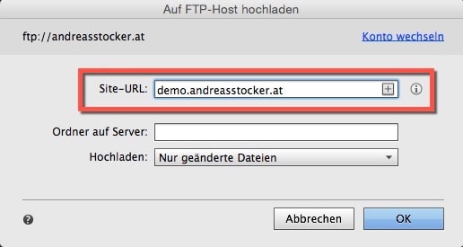 Adobe Muse - FTP Upload starten