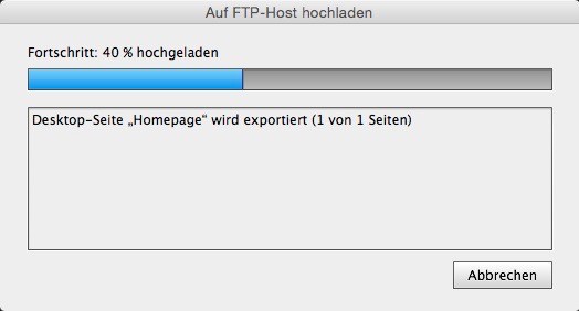 Adobe Muse - FTP Upload Progress