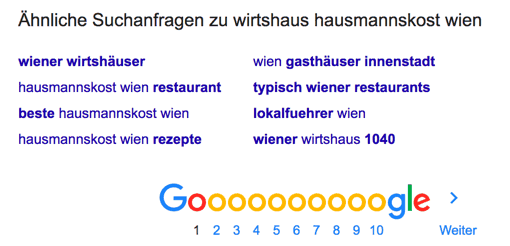 Google - Ähnliche Suchanfragen