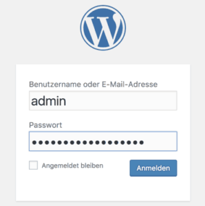 WordPress Login mit Username admin