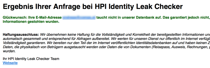 Passwortdatenbank Abfrage - E-Mail nicht gefunden