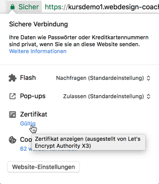 Detail der HTTPS Verbindung anzeigen