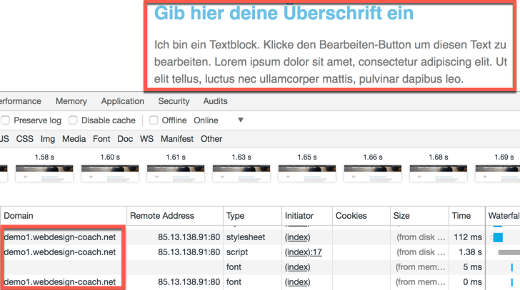 Google Webfonts - Browser Webdeveloper Tools - Daten werden von Google nicht übertragen