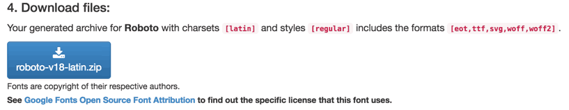 Google Webfont Helper - Step 4 - Fonts herunterladen
