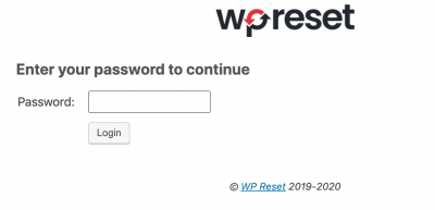 WP Reset - EMR Seite - Passwort Eingabe